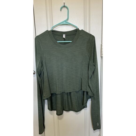 Free People Cadence Top Layering Long Sleeve Tee Green Women Sz S Stretchy Soft - Picture 12 of 12